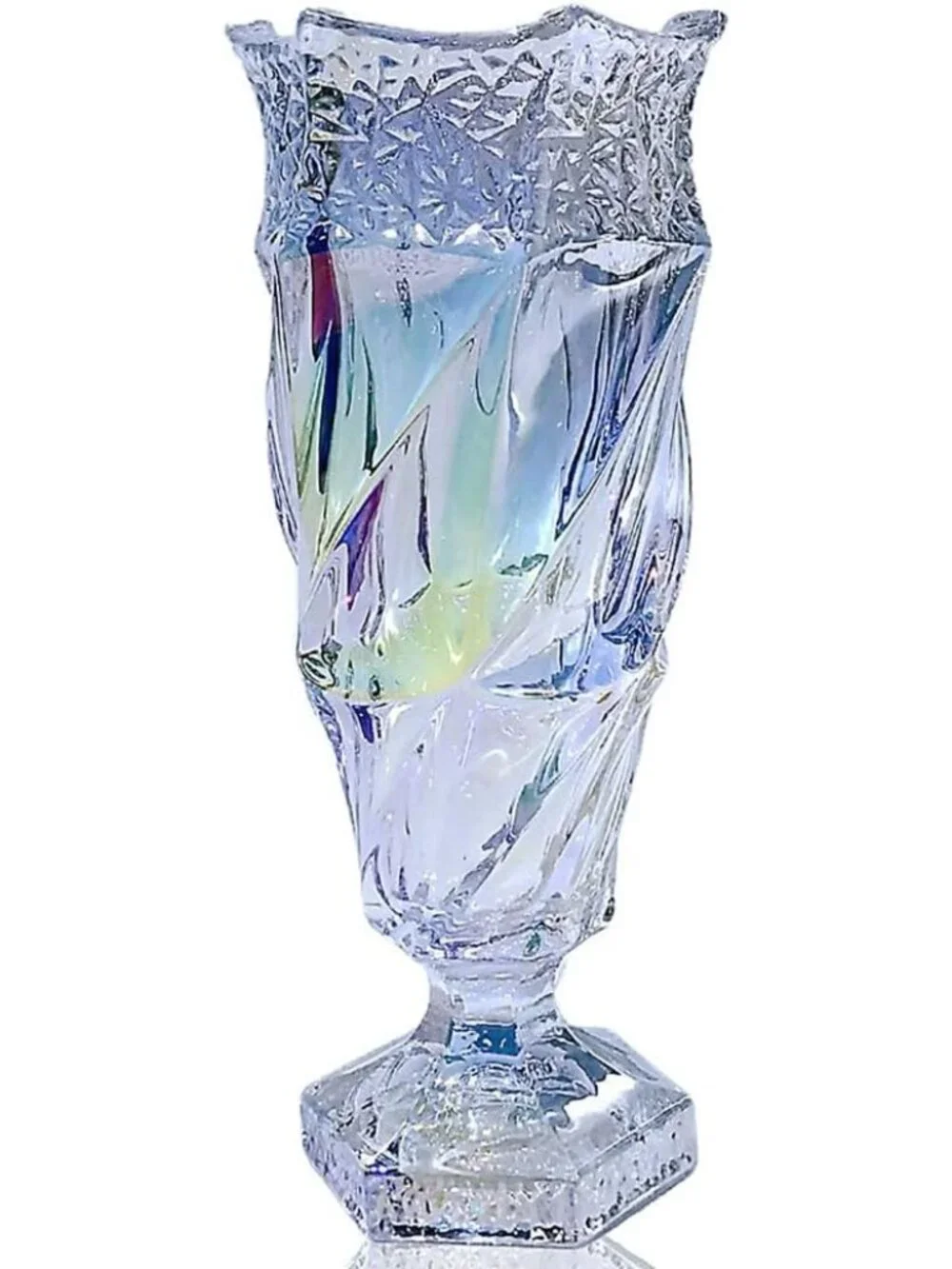 9.5 Inch Sparkling Glass Flower Vase Bohemian Style For Centerpieces Home Dec